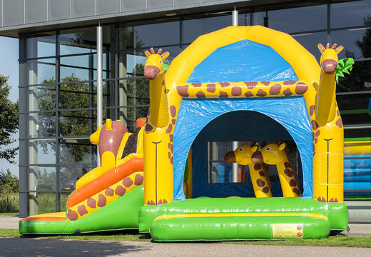Order multifun super giraffe bouncy castle with slide and 3D objects for kids. Buy inflatable bouncy castles online at JB Inflatables UK