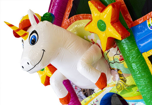 Buy medium inflatable multiplay unicorn themed bouncer with slide for kids. Order inflatable bouncers online at JB Inflatables UK