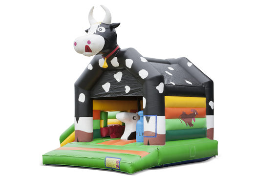 Buy indoor inflatable multiplay multifun bouncy castle with slide in cow theme for children. Order bouncy castles online at JB Inflatables UK