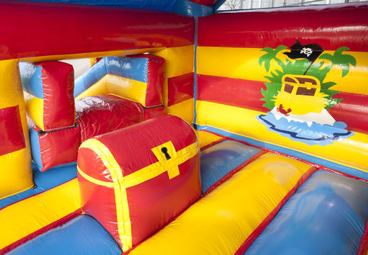 Order an inflatable multifun bouncy castle for kids with a roof and a 3D pirate object at JB Inflatables UK. Buy inflatable bouncy castles online at JB Inflatables UK