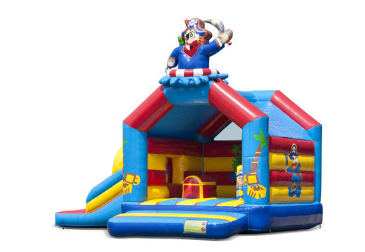 Buy inflatable indoor multiplay multifun bouncy castle with slide in pirate theme for children. Order inflatable bouncy castles online at JB Inflatables UK