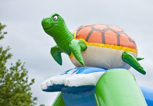 Order an inflatable multifun bouncer for children with a roof, a 3D turtle object, various obstacles and a slide at JB Inflatables UK. Buy inflatable bouncers online at JB Inflatables UK