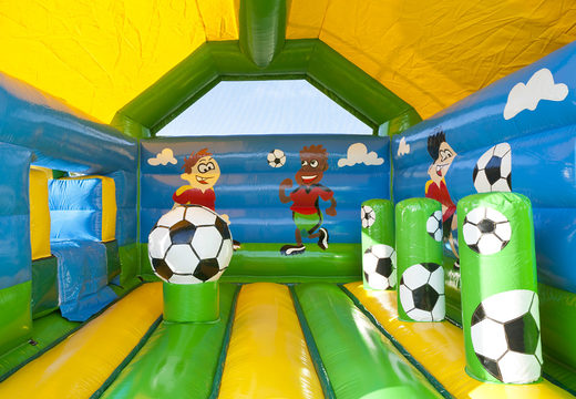 Buy an inflatable multifun bouncy castle for children with a striking 3D object of a football on top of the roof at JB Inflatables UK. Order bouncy castles online at JB Inflatables UK