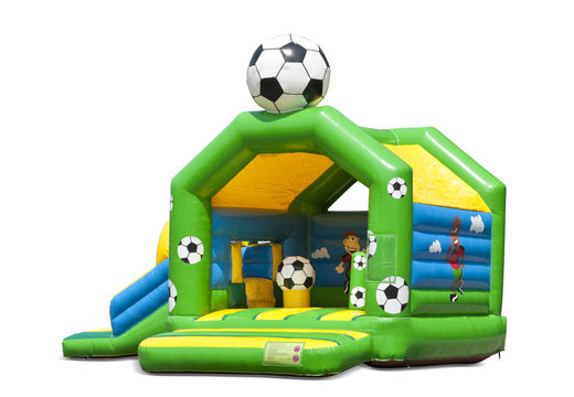 Buy inflatable indoor multiplay multifun bouncer with slide in the theme of football for children. Order inflatable bouncers online at JB Inflatables UK