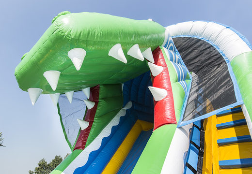 Buy crocodile themed inflatable slide for kids. Order inflatable slides now online at JB Inflatables UK