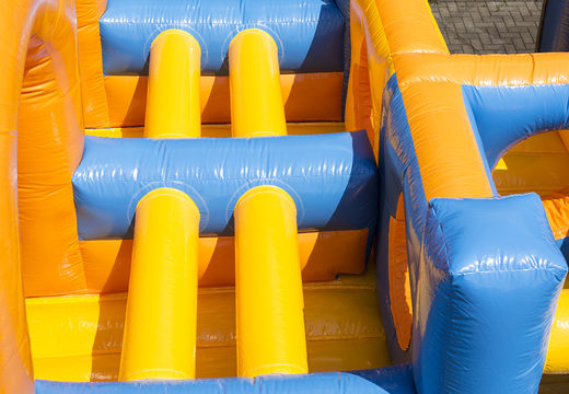 Buy inflatable 27 meter long double obstacle course in cheerful colors for kids. Order inflatable obstacle courses now online at JB Inflatables UK