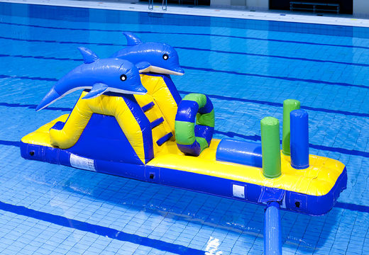 Dolphin run inflatable slide with fun objects for both young and old. Order inflatable pool games now online at JB Inflatables UK