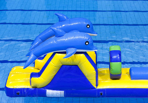 Inflatable dolphin run slide with fun objects for both young and old. Order inflatable pool games now online at JB Inflatables UK