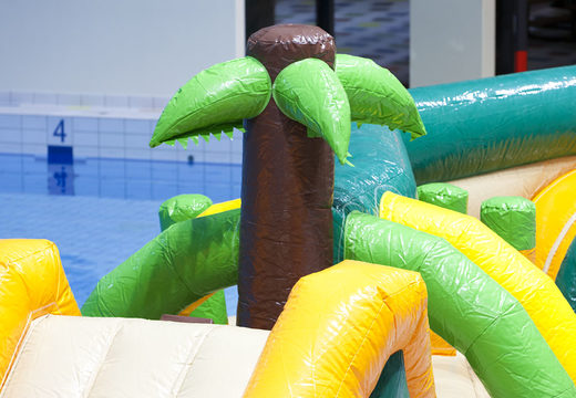 Order double Zig Zag jungle themed swimming pool obstacle course for both young and old. Buy inflatable water attractions online now at JB Inflatables UK