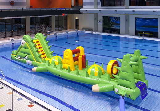 Unique crocodile run pool 12m long with challenging obstacle objects for both young and old. Buy inflatable pool games now online at JB Inflatables UK