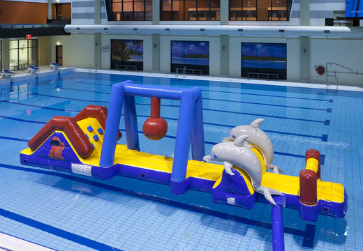 Order water obstacle course marine run with 3D dolphins and cool prints for both young and old. Buy inflatable obstacle courses online now at JB Inflatables UK