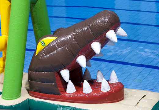 Inflatable crocodile run obstacle course with fun objects for both young and old. Order inflatable obstacle courses online now at JB Inflatables UK