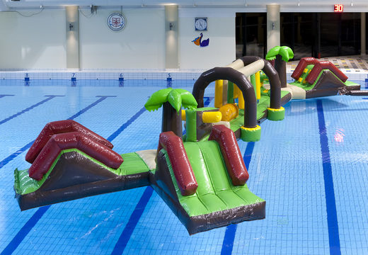 Order a double pool obstacle course XL in Hawaii Run theme with various exciting objects for both young and old. Buy inflatable water attractions online now at JB Inflatables UK