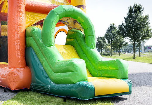Buy mini inflatable jungle themed multiplay bouncy castle with slide for kids. Order inflatable bouncy castles online at JB Inflatables UK