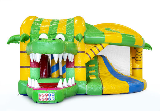 Buy medium inflatable crocodile bouncy castle with slide for kids. Order inflatable bouncy castles online at JB Inflatables UK