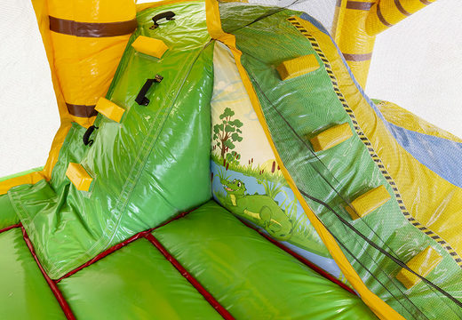 Order medium inflatable multiplay bouncer in crocodile theme with slide for children. Buy inflatable bouncers online at JB Inflatables UK