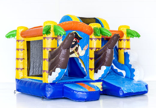Order Jumpy Happy Pirate bouncy castle with a slide for children. Buy inflatable bouncy castles online at JB Inflatables UK