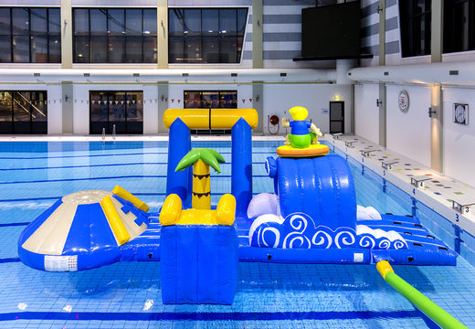 Get an airtight inflatable surfer play island with a vine, climbing tower, round slide and obstacles for both young and old. Order inflatable pool games now online at JB Inflatables UK