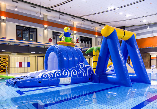 Buy an airtight surfer-themed play island with a vine, climbing tower, round slide and obstacles for children. Order inflatable pool games now online at JB Inflatables UK