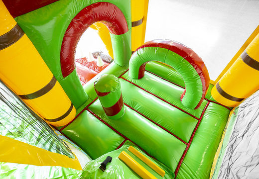 Order a jungle world theme bouncer with a slide for children. Buy inflatable bouncers online at JB Inflatables UK