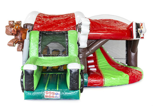 Buy medium inflatable farm bouncy castle with slide for kids. Order inflatable bouncy castles online at JB Inflatables UK