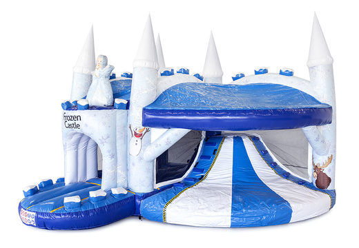 Buy inflatable indoor multiplay bouncy castle with slide in theme Frozen castle for children. Order inflatable bouncy castles online at JB Inflatables UK
