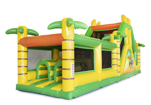 Order an obstacle course 13.5 meters in jungle theme with appropriate 3D objects for kids. Buy inflatable obstacle courses online now at JB Inflatables UK
