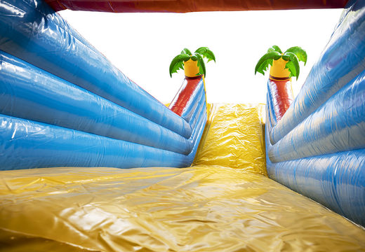 Buy a spectacular pirate themed inflatable slide with fun prints and 3D objects for kids. Order inflatable slides now online at JB Inflatables UK