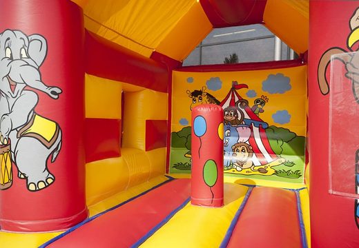 Midi circus theme multifun inflatable bouncy castle with a roof for sale at JB Inflatables UK online