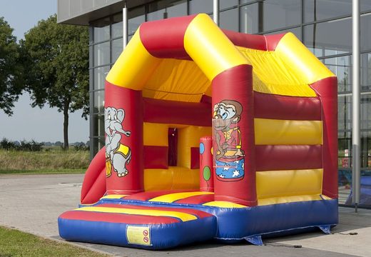 Midi multifun inflatable bouncer with roof for children for sale in circus theme. Buy bouncers online at JB Inflatables UK 
