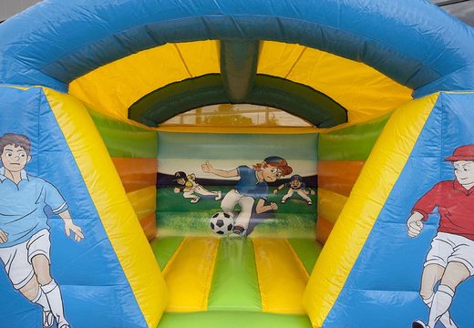 Mini-roofed football-themed bouncy castle for kids for sale. Buy bouncy castles online at JB Inflatables UK 