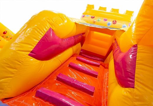 Order inflatable open multiplay bouncer with slide in party theme for children. Buy bouncers online at JB Inflatables UK