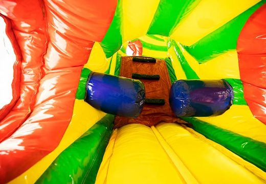 Crawl tunnel Gorilla bounce house with obstacles, a climbing slope and sliding slope for kids. Buy bounce houses online at JB Inflatables UK