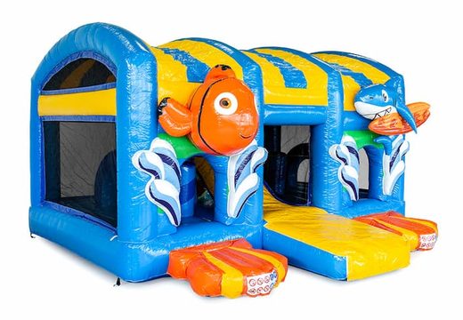 Order Multiplay XXL Seaworld bouncy castle in a unique design and a slide for children. Buy bouncy castles online at JB Inflatables UK