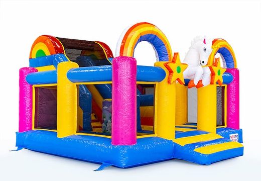 Order Slidebox Unicorn bouncy castle with slide for kids. Buy bouncy castles online at JB Inflatables UK