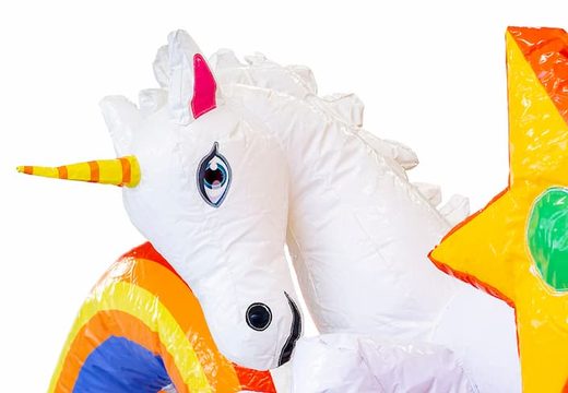Order a slidebox unicorn themed bouncer with a slide for children. Buy inflatable bouncers online at JB Inflatables UK