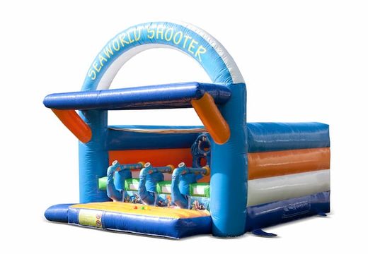 Buy Shooting gallery seaworld bouncy castle with cannon game for kids. Order bouncy castles online at JB Inflatables UK