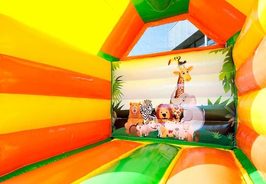 Midi inflatable bouncy castle with jungle theme to buy for kids. Order bouncy castles at JB Inflatables UK online