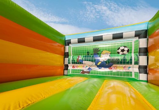 Mini bouncy castle with football theme to buy for children. Buy bouncy castles online at JB Inflatables UK 