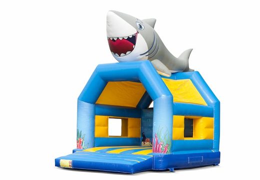 Buy unique standard bouncy castles with a 3D shark object on the top for kids. Buy bouncy castles online at JB Inflatables UK