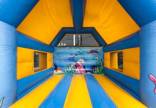 Buy standard shark bounce houses with a 3D object on top for kids. Order bounce houses online at JB Inflatables UK