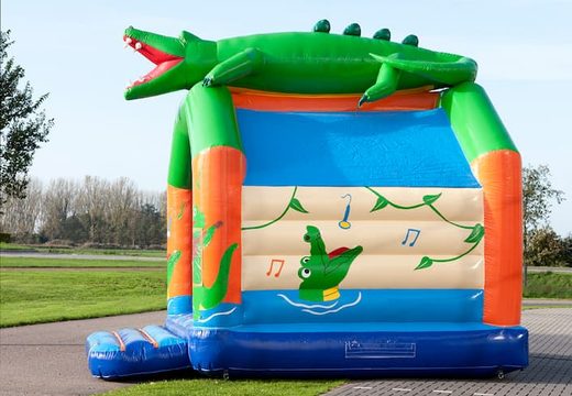 Order unique standard bouncy castles with a 3D object of a crocodile at the top for children. Buy bouncy castles online at JB Inflatables UK