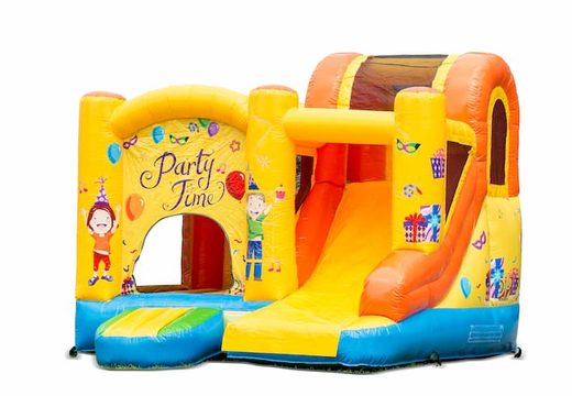 Buy inflatable bouncy castle in party theme with slide for children. Order inflatable bouncy castles online at JB Inflatables UK