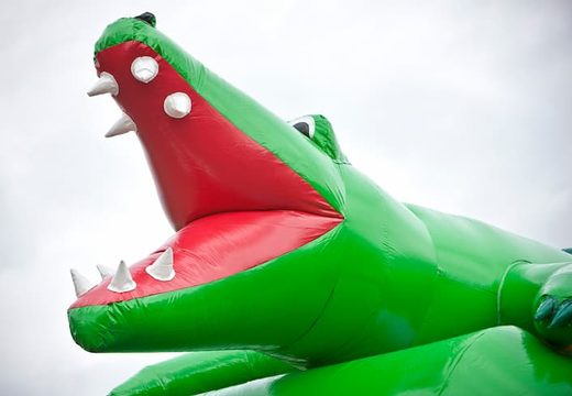 Super bouncer with roof in crocodile theme for kids. Buy bouncers online at JB Inflatables UK