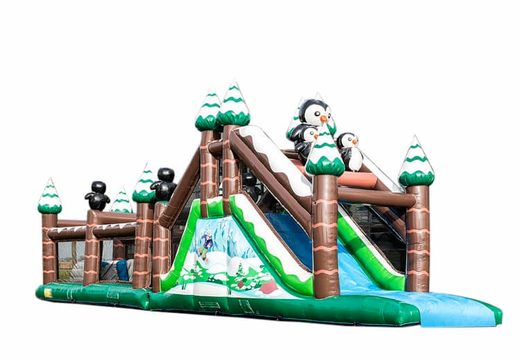 Get your unique 17 meter wide winter themed inflatable obstacle course for kids now. Order inflatable obstacle courses at JB Inflatables UK