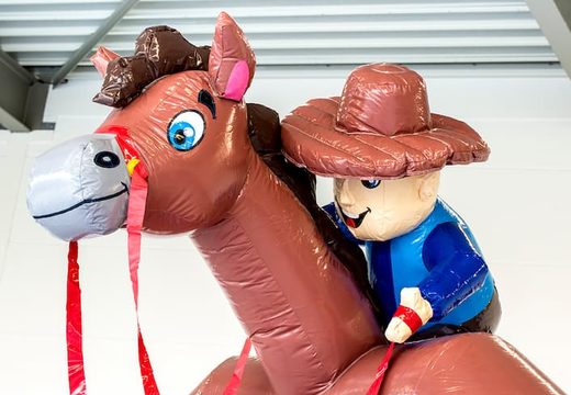 Opblaasbaar overdekt multiplay multifun springkussen met glijbaan te koop in thema cowboy voor kinderen