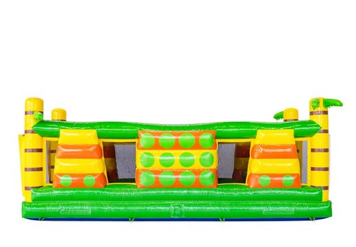 Modular obstacle course in jungle theme green yellow orange
