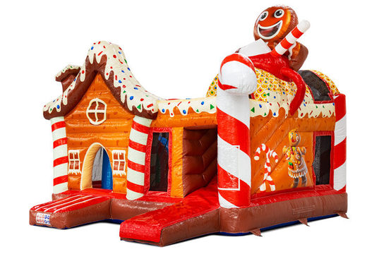 Inflatable winter bouncy castle gingerbread man gingerbread house