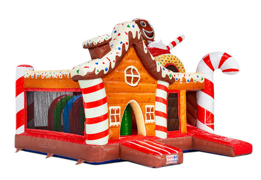 Side of Multiplay Gingerhead gingerbread-themed inflatable bouncy castle