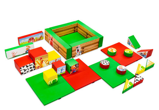 Softplay set XL Farm theme colorful blocks to play with